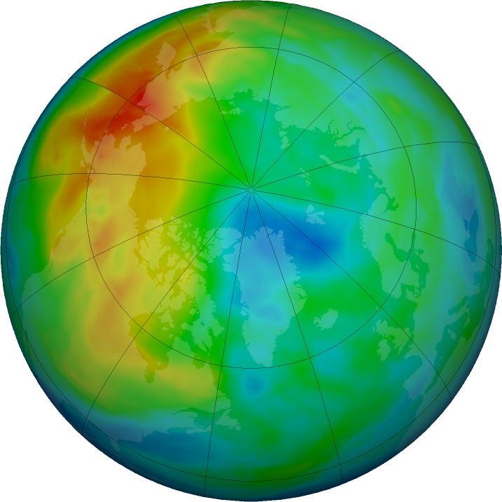 Arctic ozone map for 03 December 2023